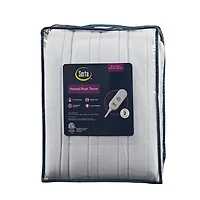 Serta Light Gray Heated Sherpa Throw