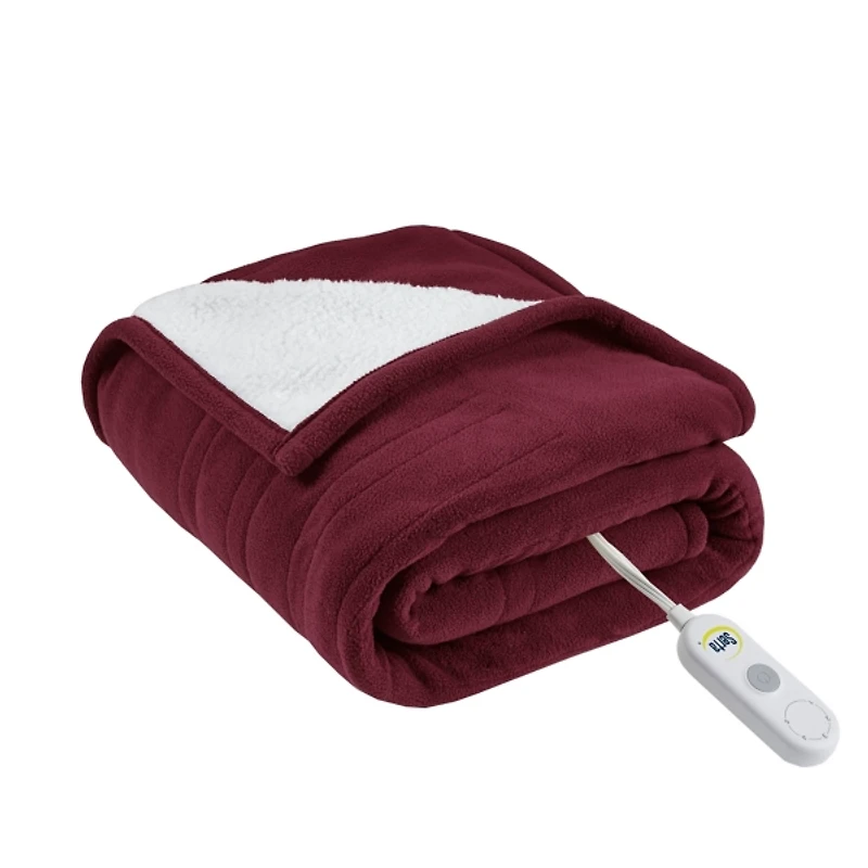 Serta Red Heated Sherpa Throw
