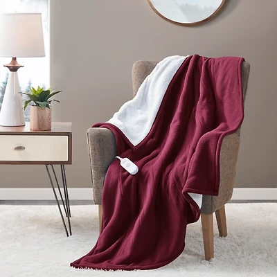 Serta Red Heated Sherpa Throw