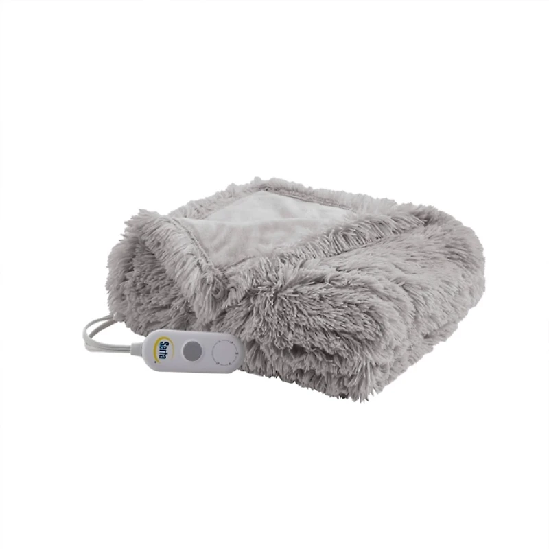 Serta Heated Shaggy Faux Fur Throw