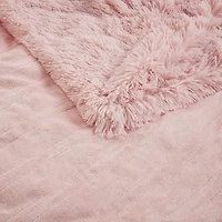 Serta Pink Heated Shaggy Faux Fur Throw