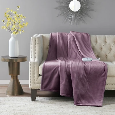 Serta Purple Heated Plush Throw