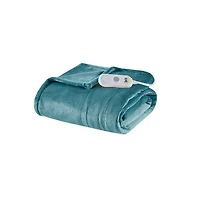 Serta Turquoise Heated Plush Throw