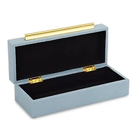 Small Blue Pebbled Leather Decorative Box