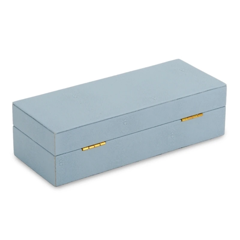 Small Blue Pebbled Leather Decorative Box