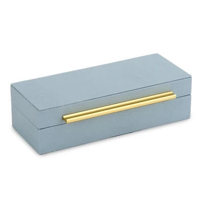 Small Blue Pebbled Leather Decorative Box
