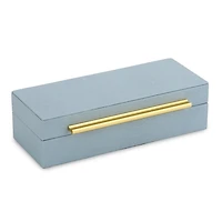 Small Blue Pebbled Leather Decorative Box