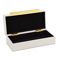 Medium White Pebbled Leather Decorative Box