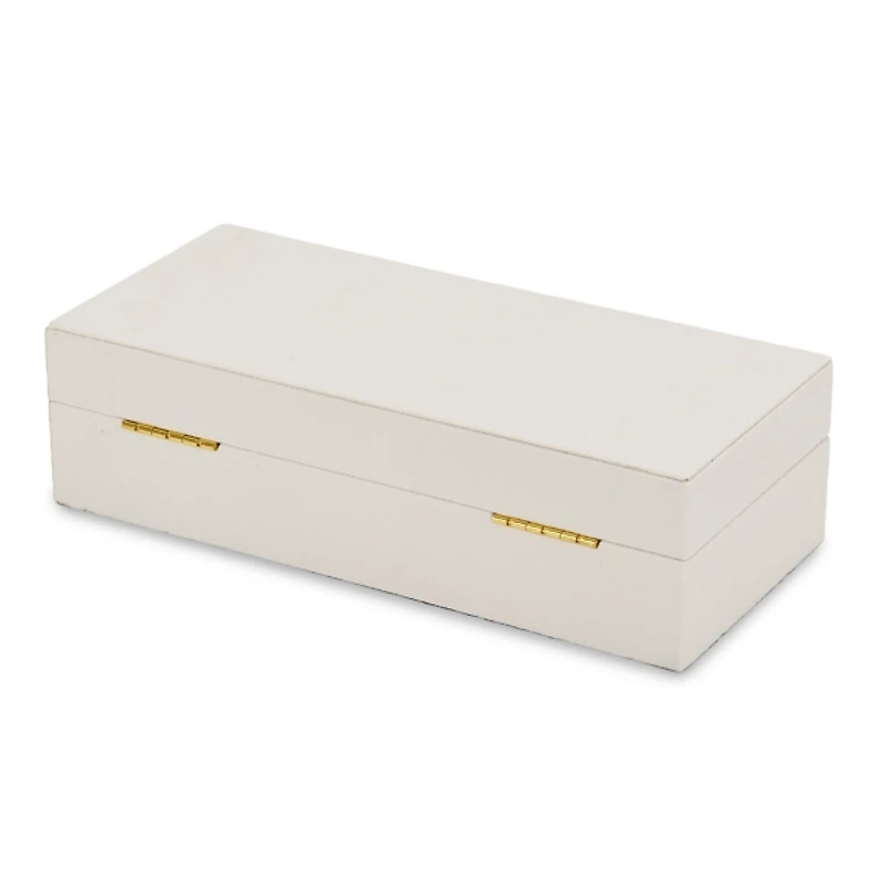 Medium White Pebbled Leather Decorative Box