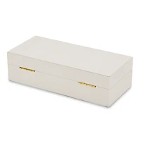 Medium White Pebbled Leather Decorative Box