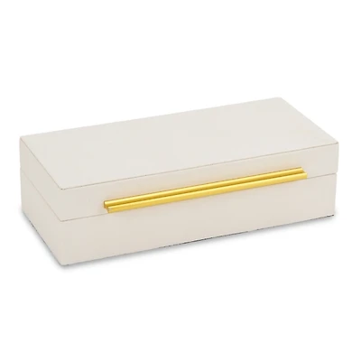 Medium White Pebbled Leather Decorative Box