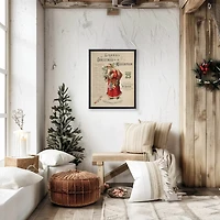 Christmas Santa Claus Collage Framed Art Print