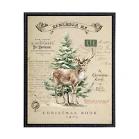 Christmas Snowy Deer Collage Framed Art Print