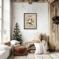 Christmas Cardinal Collage Framed Art Print