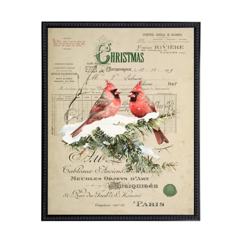 Christmas Cardinal Collage Framed Art Print