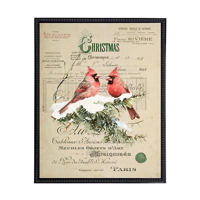Christmas Cardinal Collage Framed Art Print