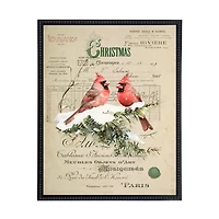 Christmas Cardinal Collage Framed Art Print