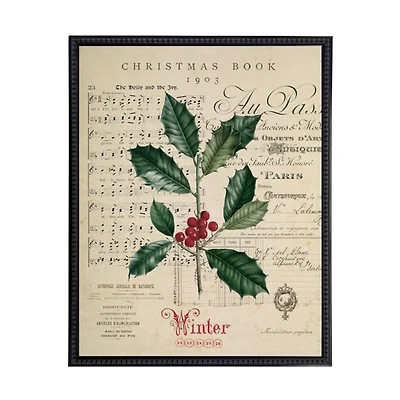 Christmas Holly Collage Framed Art Print