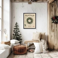 Christmas Wreath Collage Framed Art Print