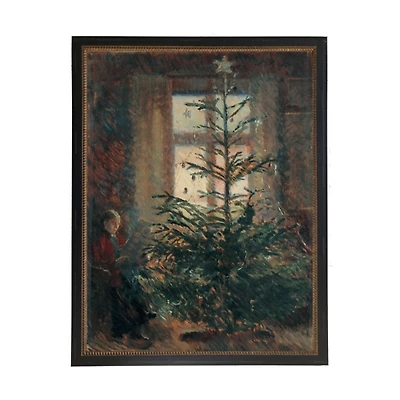 Vintage Christmas Tree Gold Bead Framed Art Print