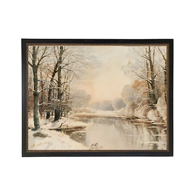 Snowy Landscape Gold Bead Framed Art Print