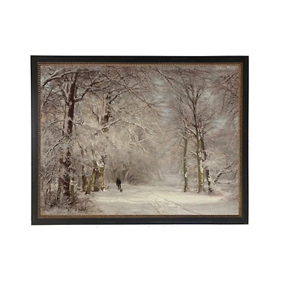 Vintage Snowy Landscape Gold Bead Framed Art Print