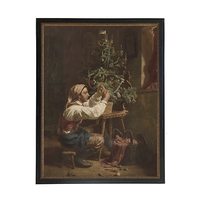Christmas Tree Decorating Beaded Framed Art Print