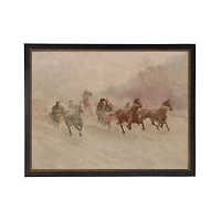 Horses Running in Snow Gold Bead Framed Art Print