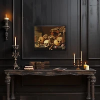 Skeletons on Table Halloween Framed Art Print