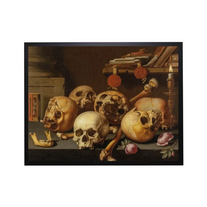 Skeletons on Table Halloween Framed Art Print