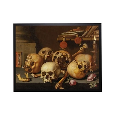 Skeletons on Table Halloween Framed Art Print