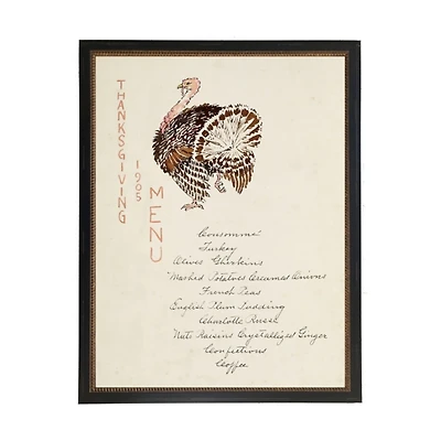 Vintage Thanksgiving Menu Framed Art Print