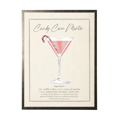 Candy Cane Martini Pewter Framed Art Print