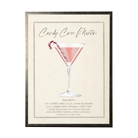 Candy Cane Martini Pewter Framed Art Print