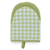 Green Gingham Oven Mitts, Set of 2