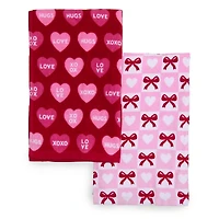 Valentine Hearts and Bows Kitchen Towels, Set of 2