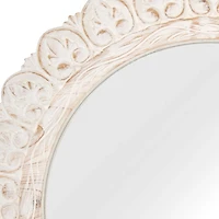 Round Sammi Whitewashed Wood Wall Mirror