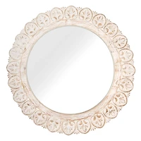 Round Sammi Whitewashed Wood Wall Mirror