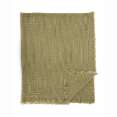 Waffle Weave Fringe Throw