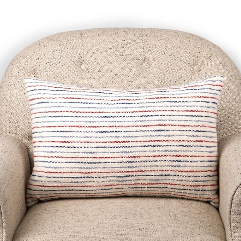 Red and Blue Woven Stripe Lumbar Pillow