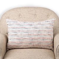 Red and Blue Woven Stripe Lumbar Pillow