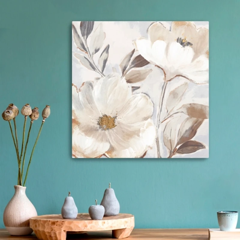 Whisper White Florals Canvas Art Print