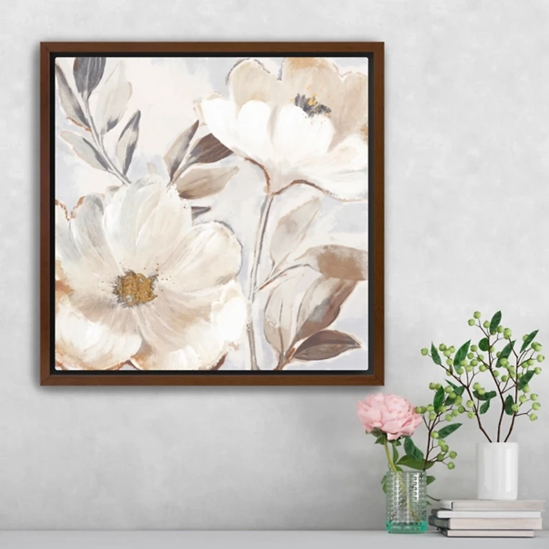 Whisper Florals Framed Canvas Art Print