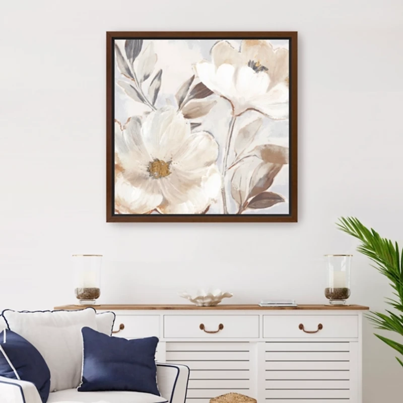 Whisper Florals Framed Canvas Art Print, 30x30