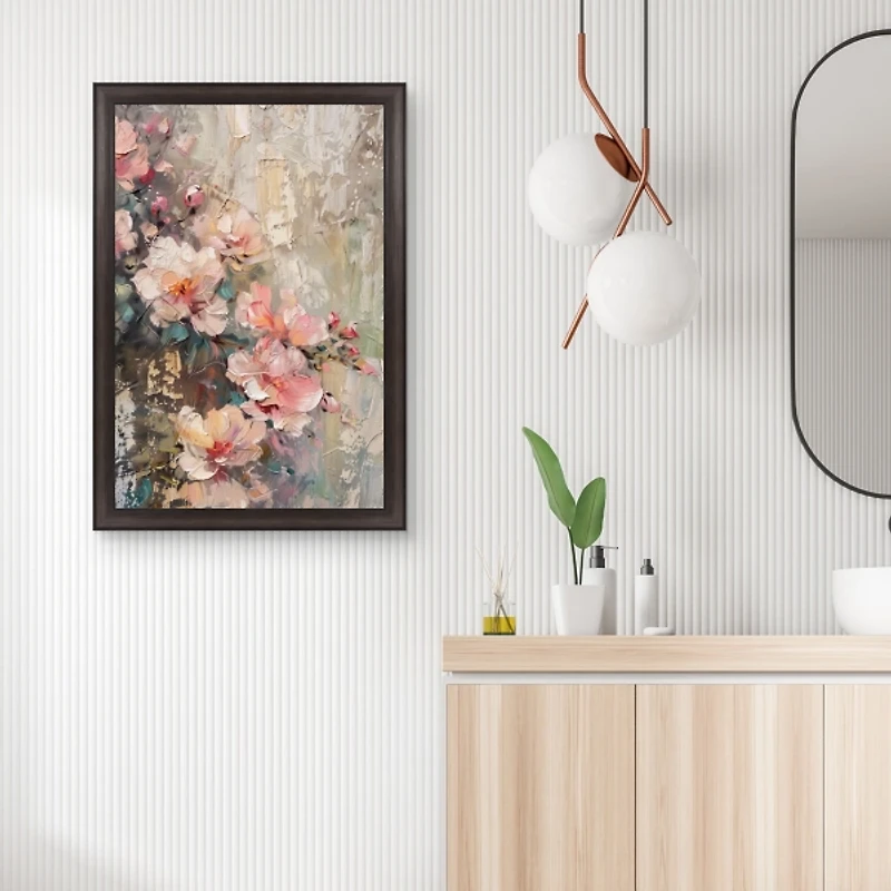 Blushing Blooms Framed Canvas Art Print