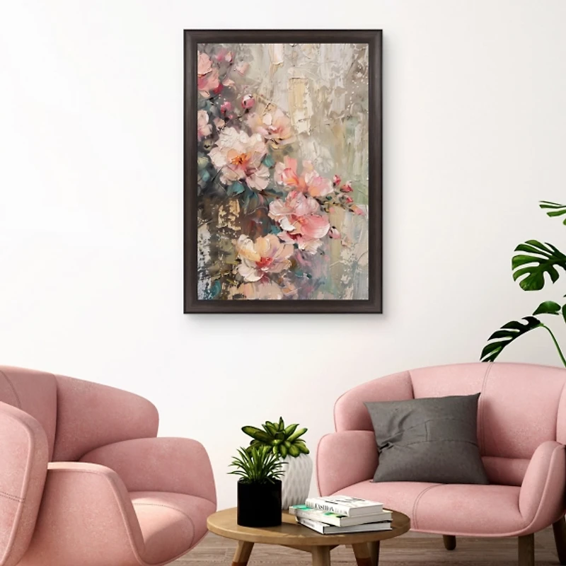 Blushing Blooms Framed Canvas Art Print