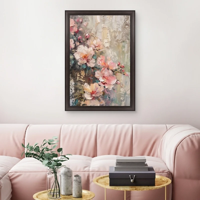 Blushing Blooms Framed Canvas Art Print