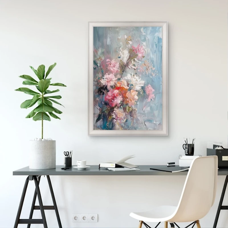 Abstract Pink Bouquet Framed Canvas Art Print