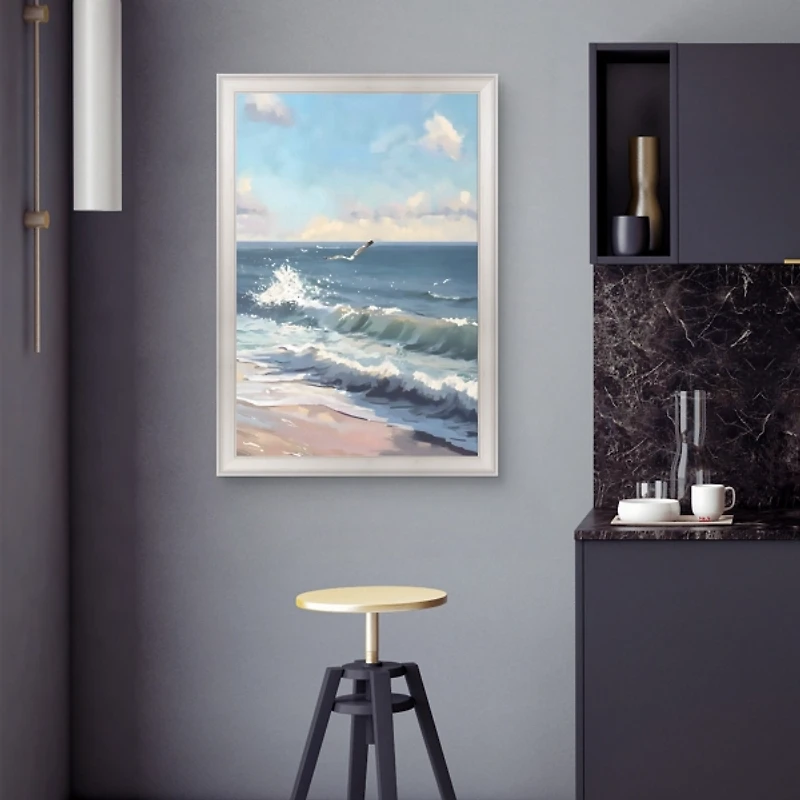 Flying Over Waves Framed Canvas Art Print