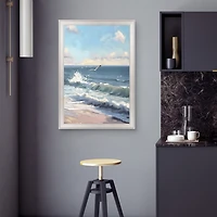 Flying Over Waves Framed Canvas Art Print